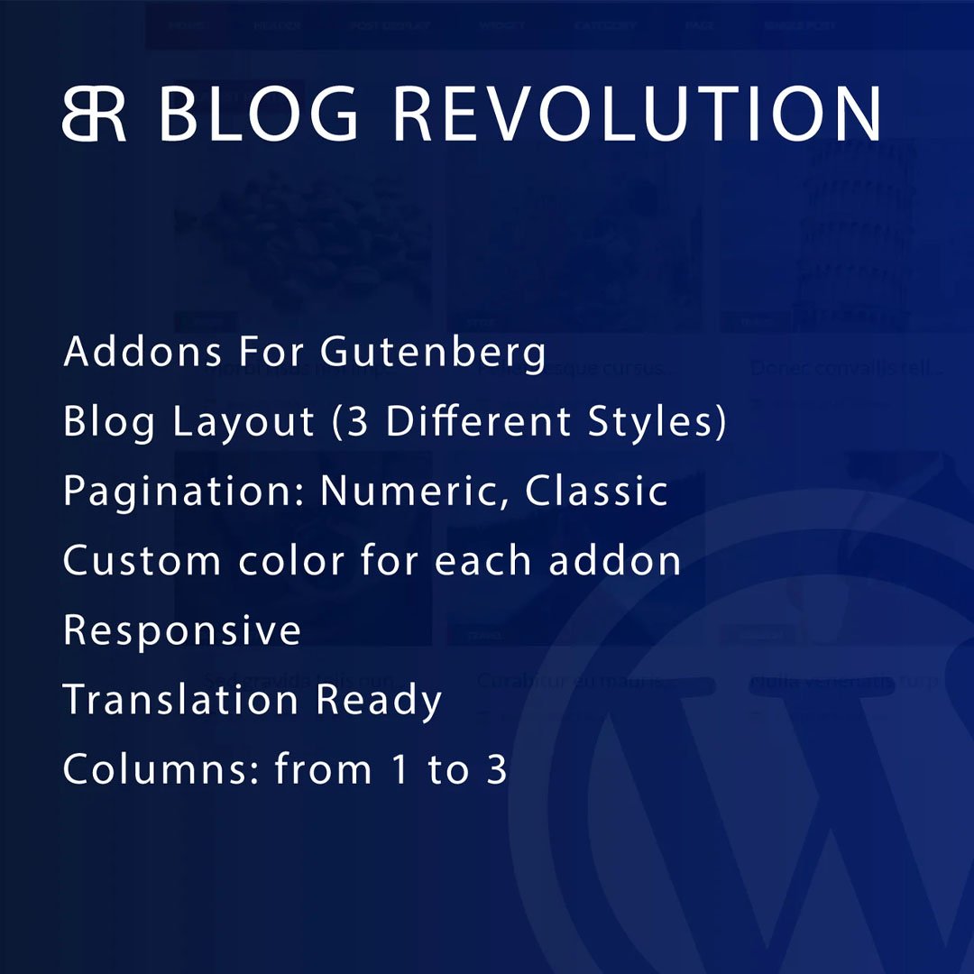 Blog Revolution for Gutenberg WordPress Plugin