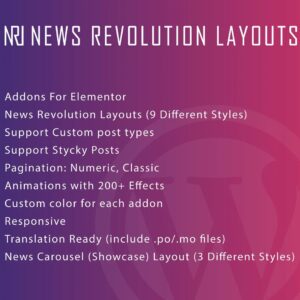 News Revolution Layouts for Elementor Plugin