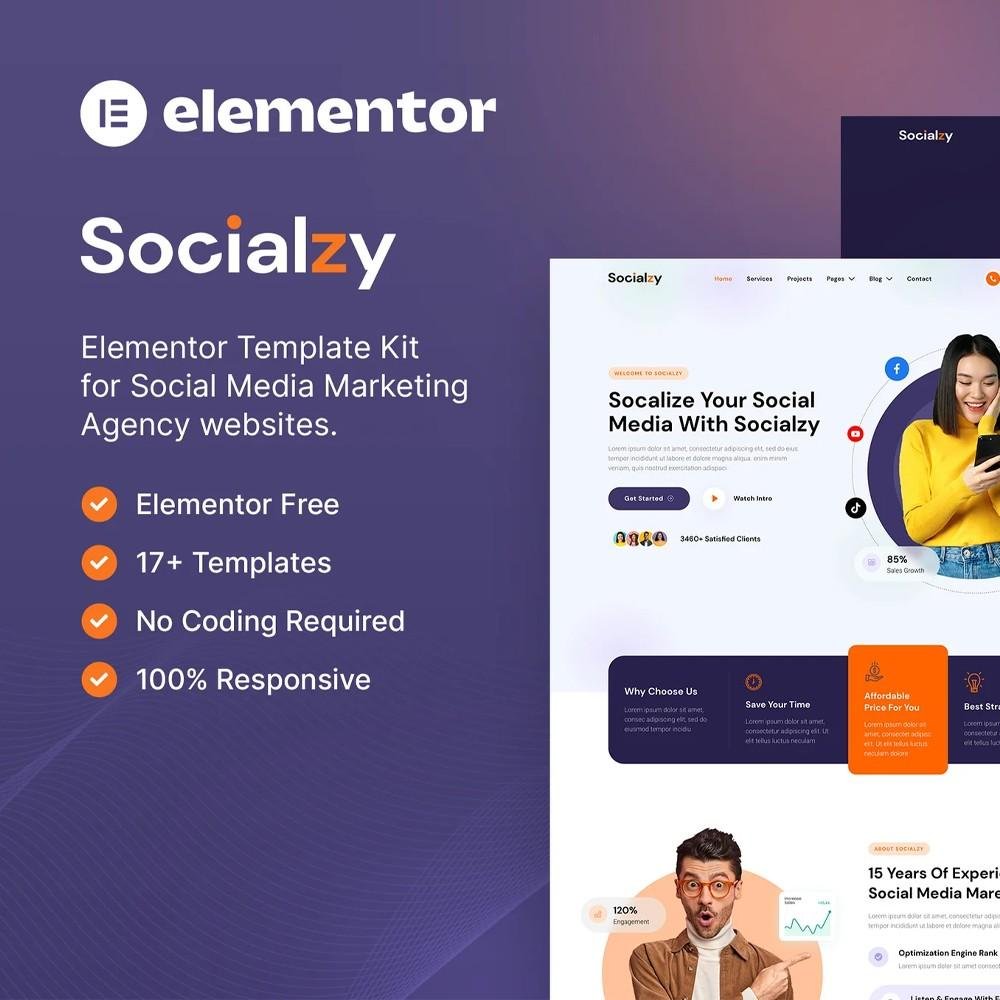 Socialzy – Social Media Marketing Agency Elementor Template Kit